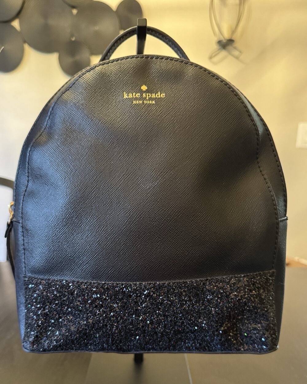 Kate Spade New York Greta Court Sami Black Backpack With Glitter